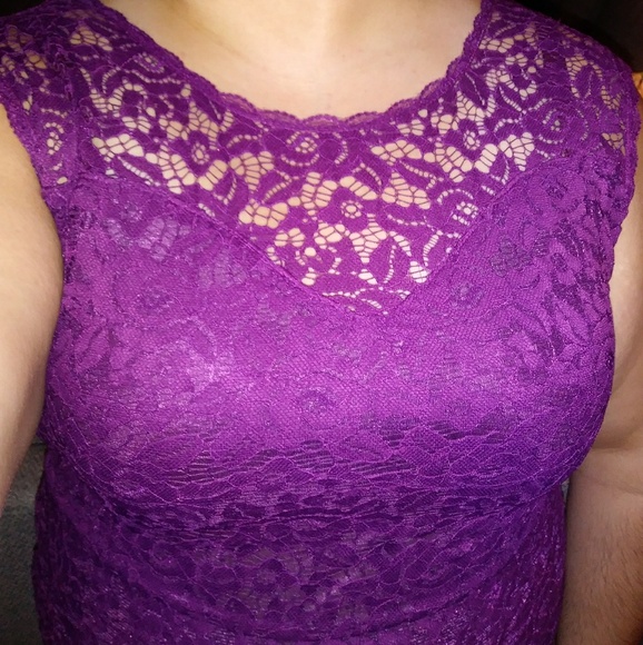NO TAG Dresses & Skirts - 2X Mermaid Purple Sleeveless Floral Lace Dress